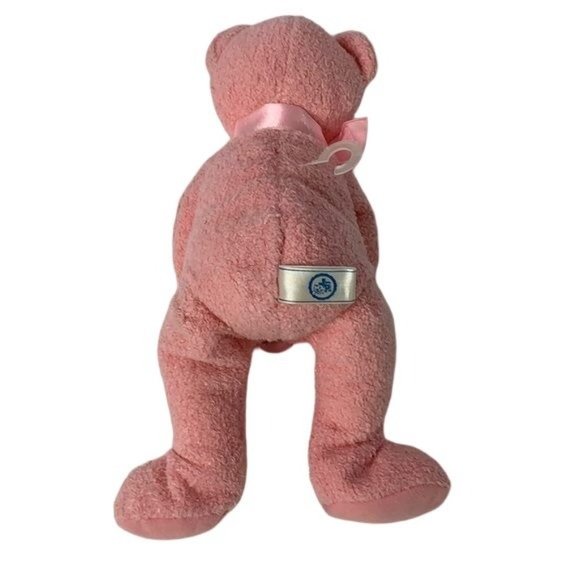 Pink Teddy Bear Neck Bow Holding Rose Jerry Elsner 8 in Stuffed Animal Toy Plush - Picture 4 of 5